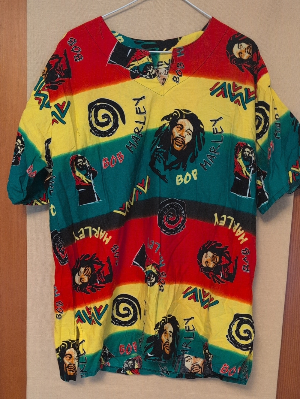 Bob Marley NF Brand Made In Thailand VTG All Over Short Sleeve Shirt Free Size